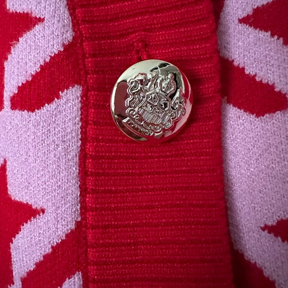 River island red and pink Chic Houndstooth Cardigan gold buttons US 14-16 - Picture 4 of 10